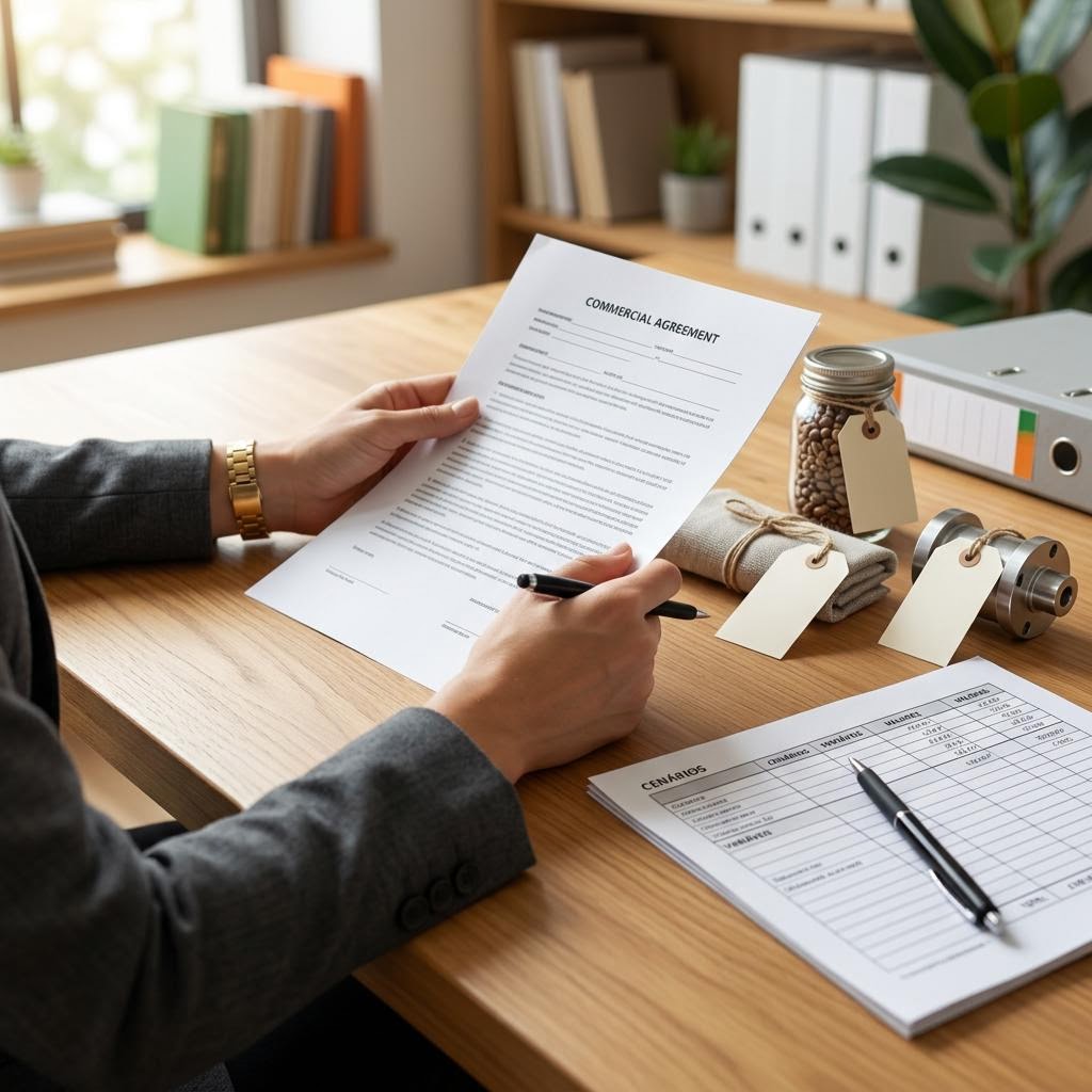 Revisão de contrato empresarial e cenários de preços