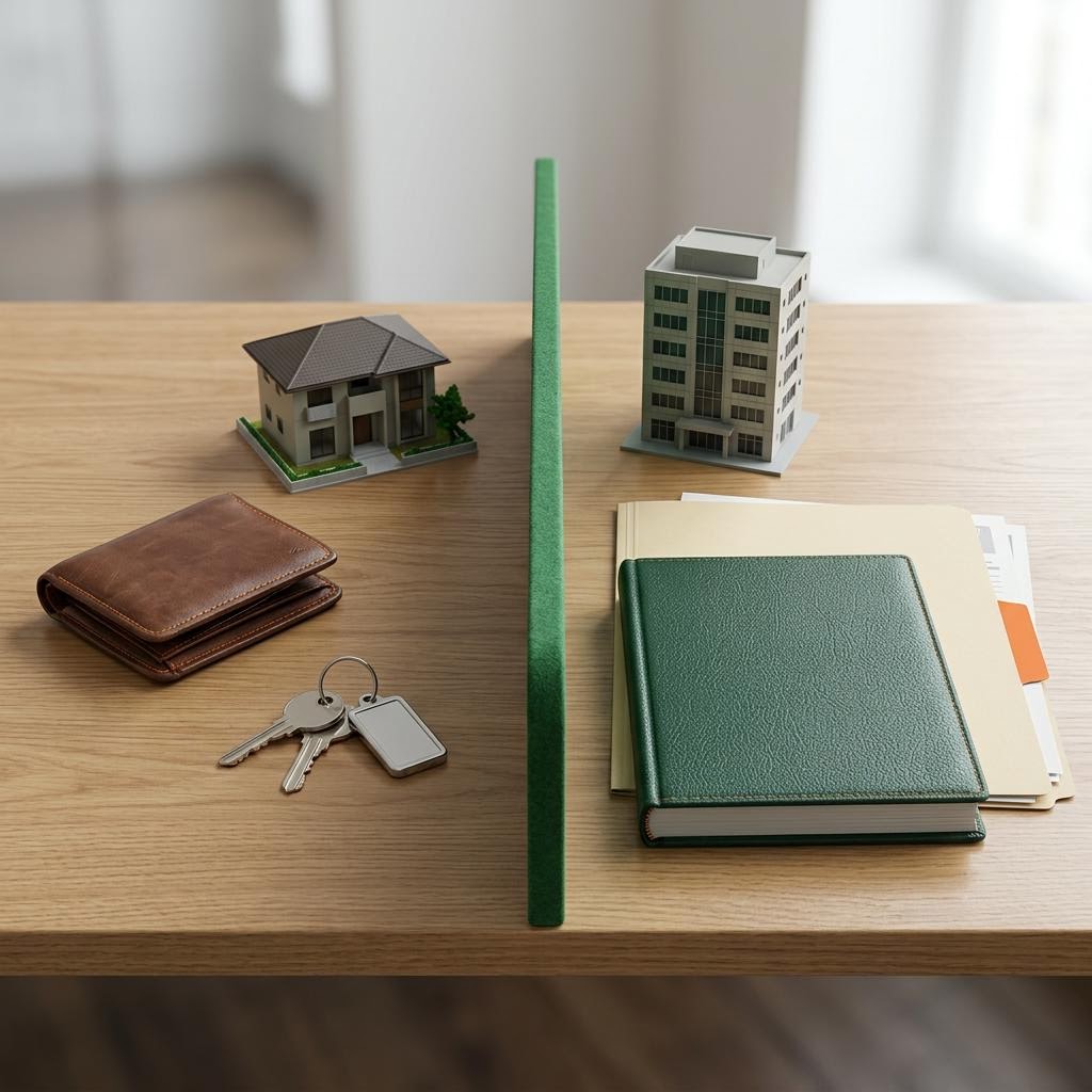 Finanças pessoais e empresariais separadas por uma divisória